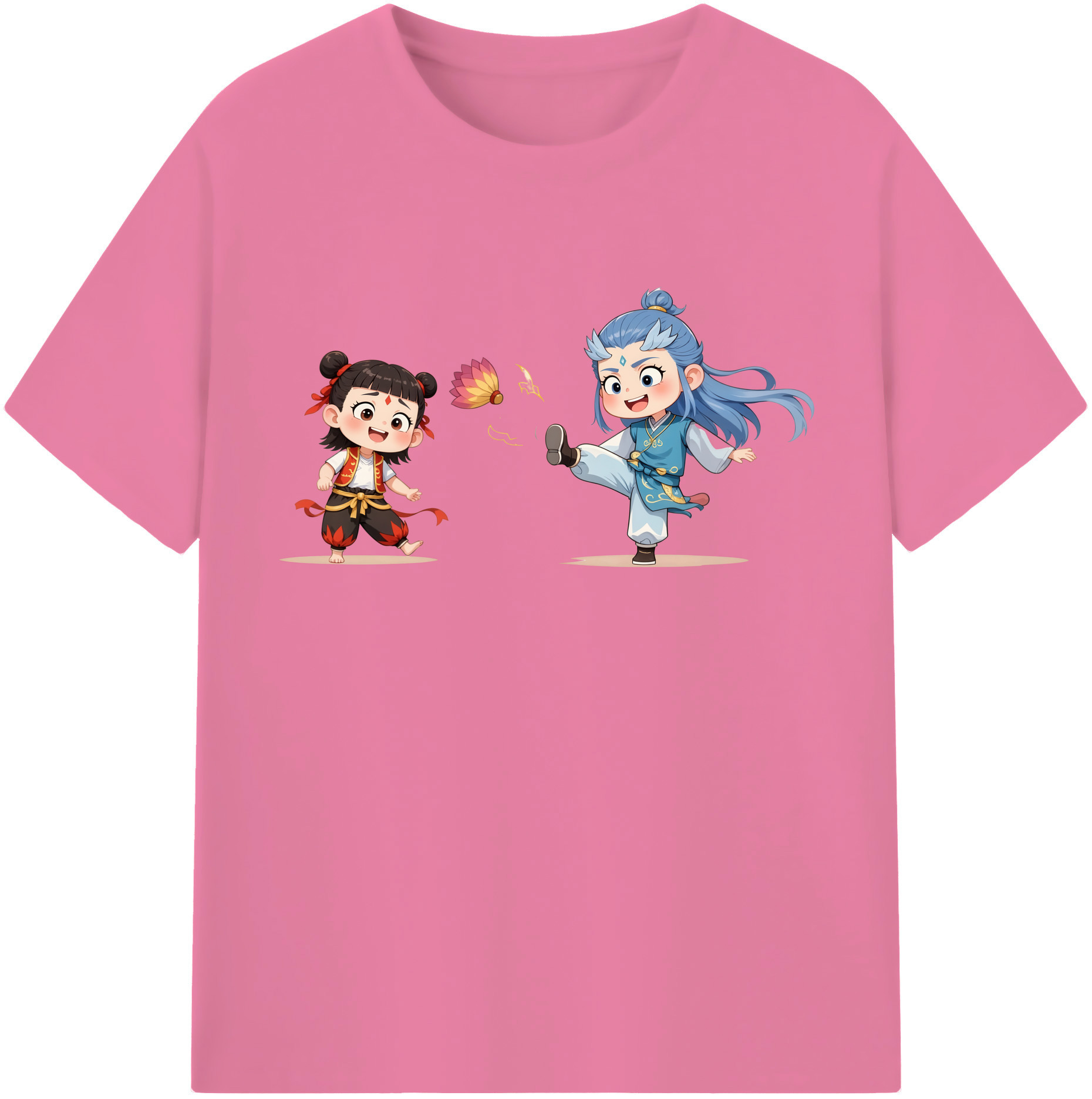 （画像用） Ne Zha 2 ナタ 魔童の大暴れ 綿100％半袖Tシャツ（フロントプリント）